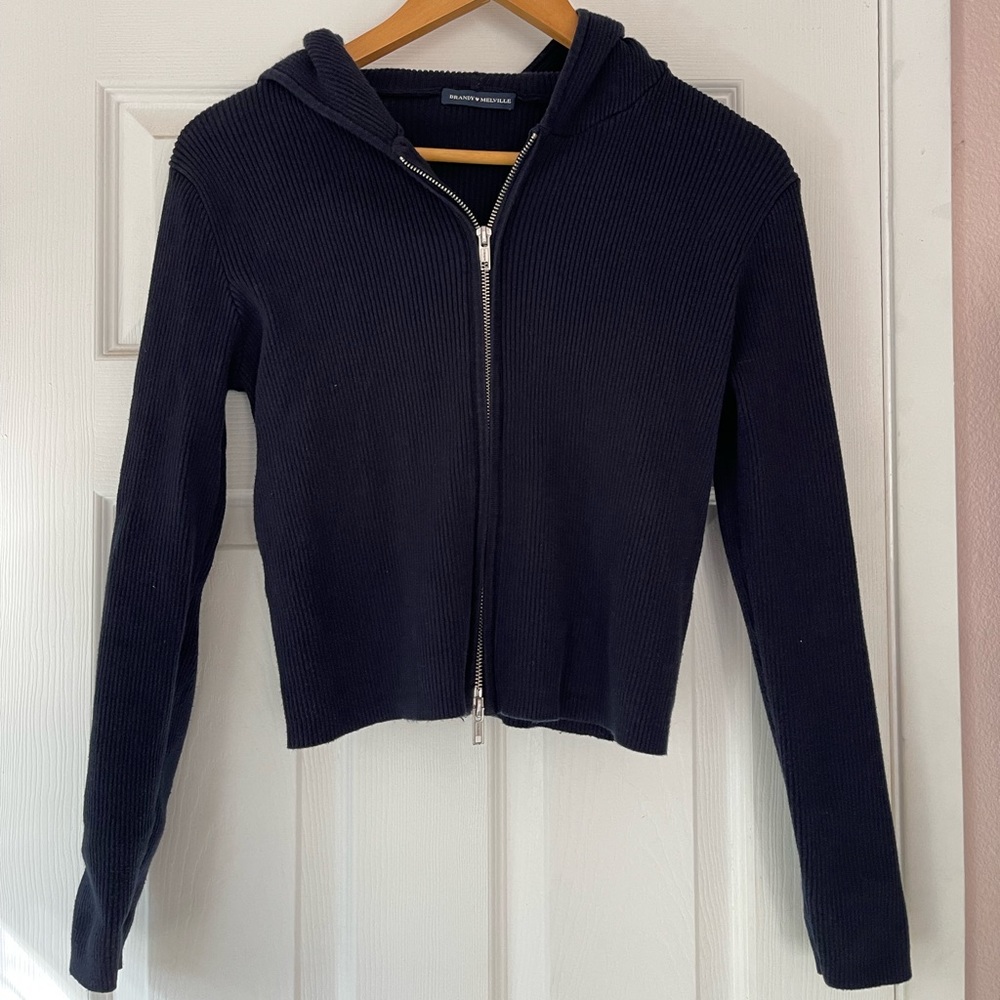 Blue Brandy Melville zip up hoodie
